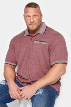 KAM Big & Tall Burgundy Red Marl Pocket Polo Shirt