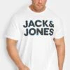 JACK & JONES Big & Tall White Printed Logo T-Shirt
