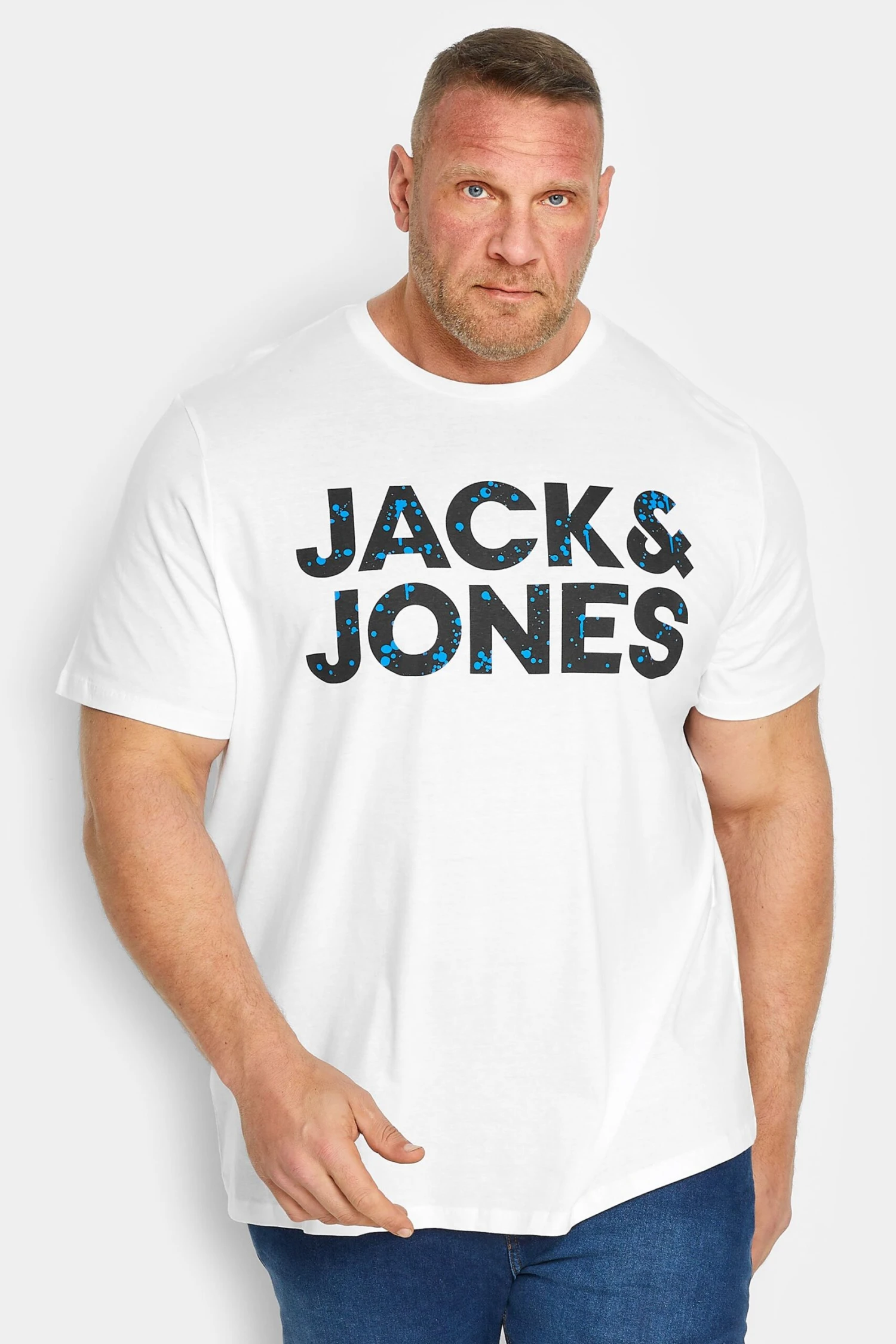 JACK & JONES Big & Tall White Printed Logo T-Shirt 1 JACK & JONES Big & Tall White Printed Logo T-Shirt