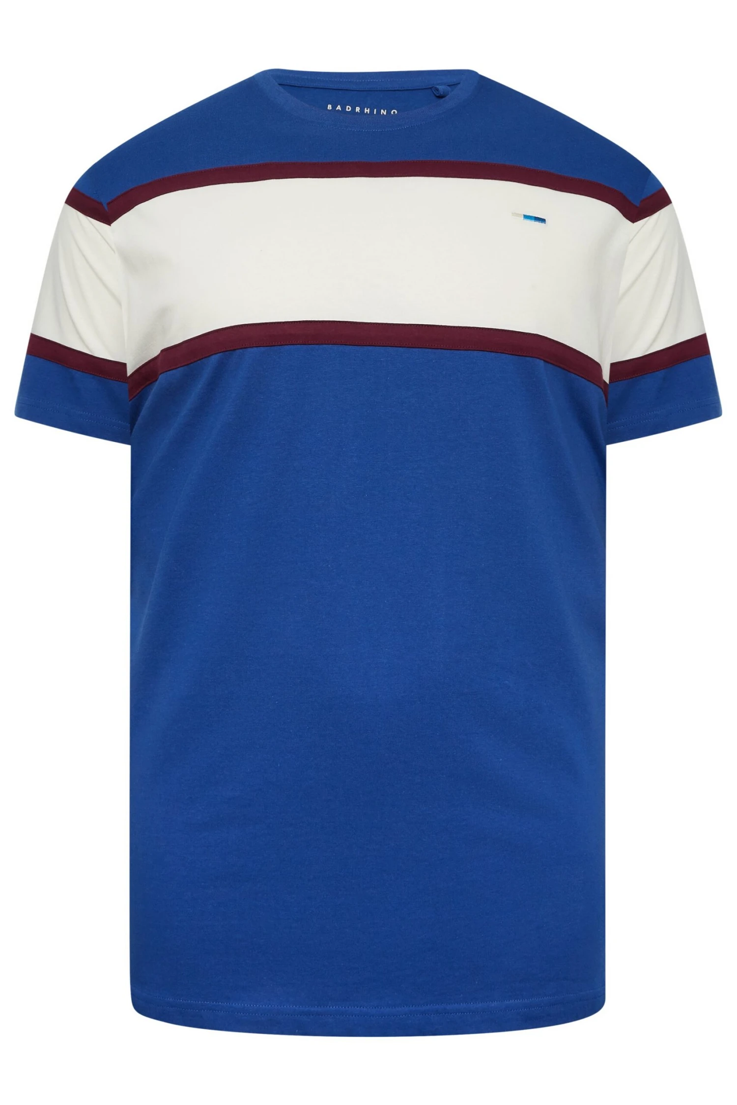 BadRhino Big & Tall Blue Stripe Panel T-Shirt 3 BadRhino Big & Tall Blue Stripe Panel T-Shirt - Image 3