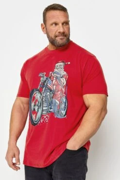 KAM Big & Tall Red Santa Biker Christmas T-Shirt