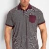 BadRhino Big & Tall Burgundy Red Stripe Polo Shirt
