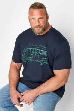 BadRhino Big & Tall Navy Blue 'Explore The Outdoors' Graphic Print T-Shirt