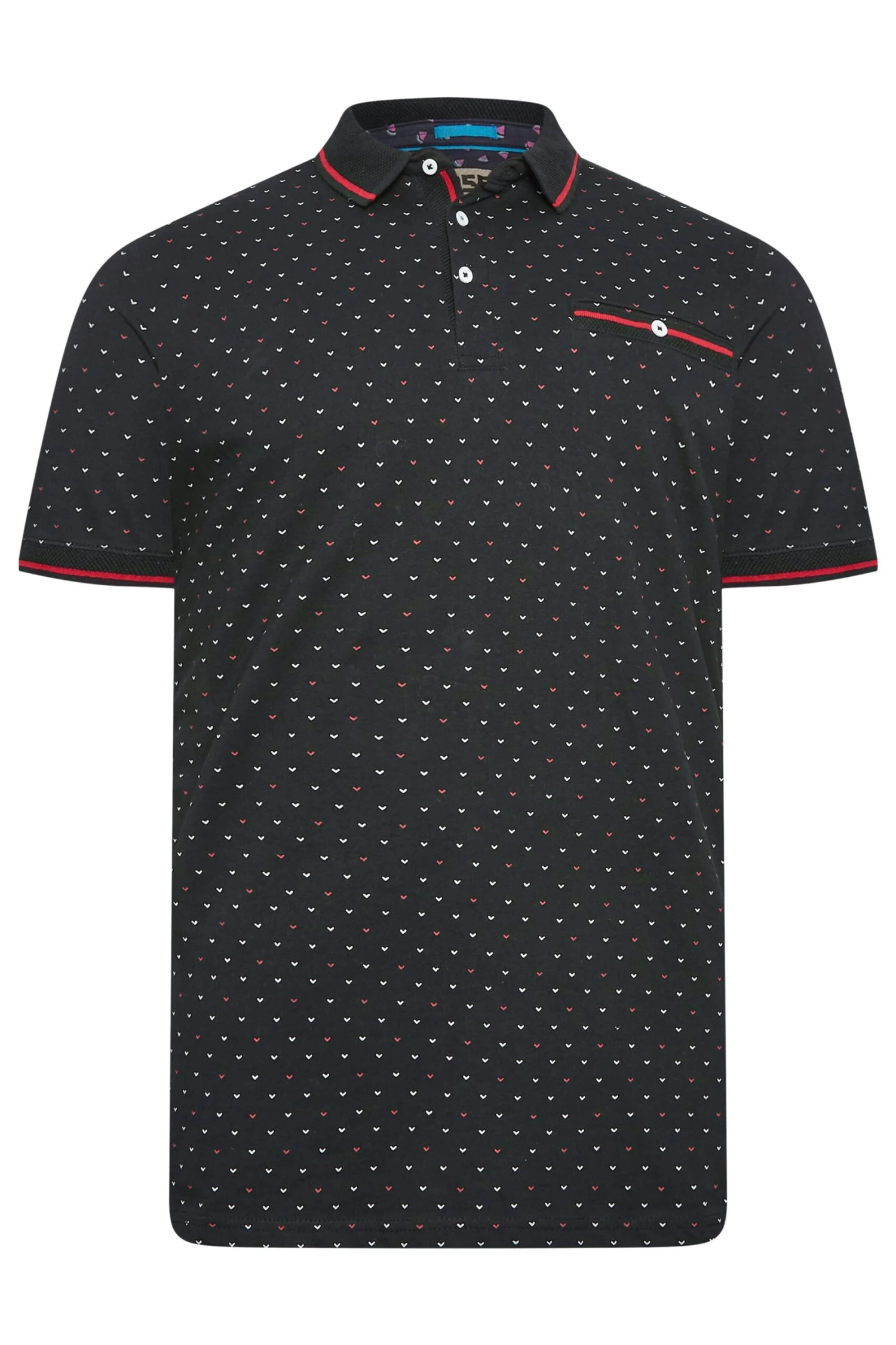 D555 Big & Tall Navy Blue Jacquard Collar Printed Polo Shirt 3 D555 Big & Tall Navy Blue Jacquard Collar Printed Polo Shirt - Image 3