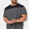 D555 Big & Tall Black Stripe Print T-Shirt