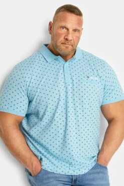 LAMBRETTA Big & Tall Light Blue Target Print Polo Shirt