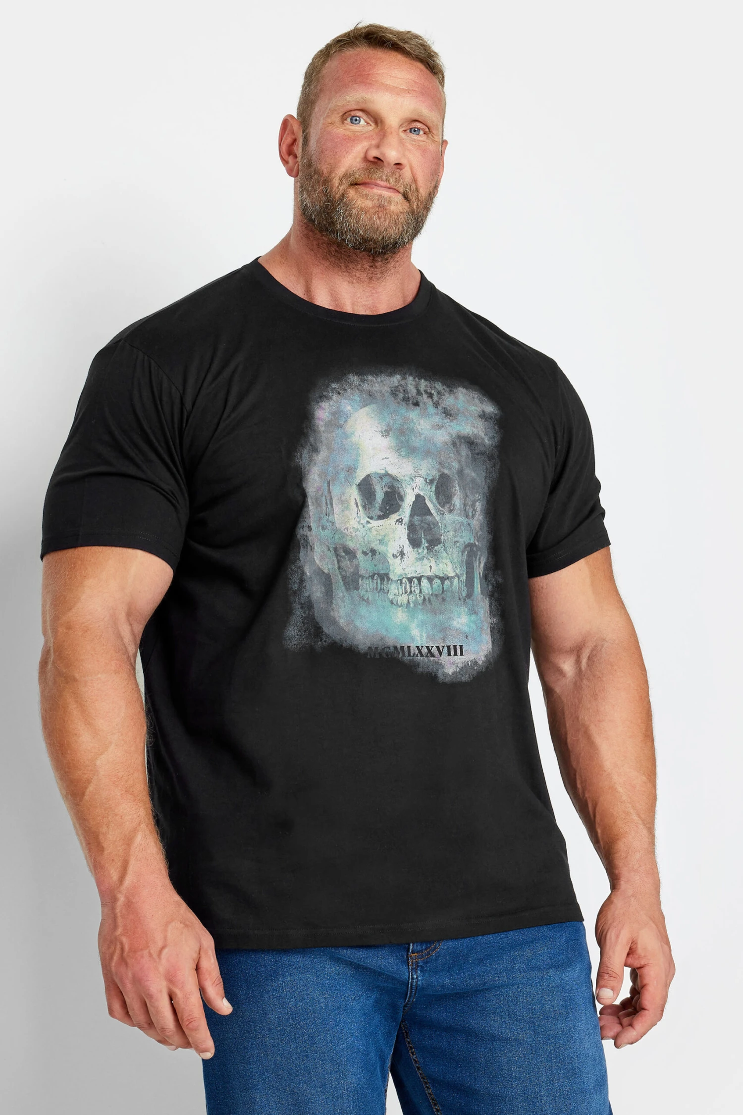 BadRhino Big & Tall Black Blurred Skull Print T-Shirt 1 BadRhino Big & Tall Black Blurred Skull Print T-Shirt