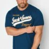 JACK & JONES Big & Tall Blue Logo Print T-Shirt