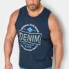 BLEND Big & Tall Navy Blue Logo Print Vest