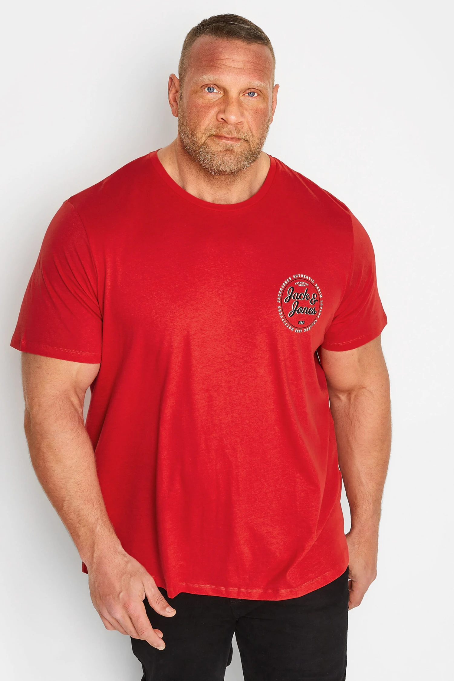 JACK & JONES Big & Tall Navy & Red 3 Pack T-Shirts 2 JACK & JONES Big & Tall Navy & Red 3 Pack T-Shirts - Image 2