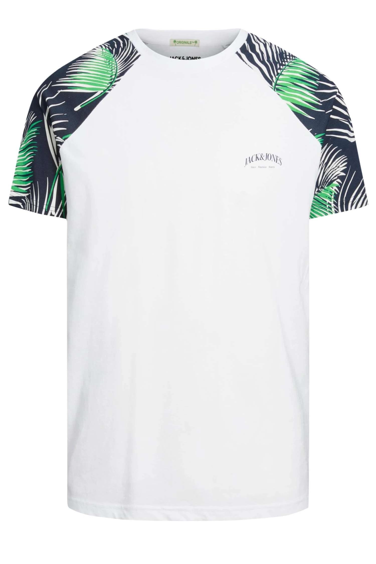 JACK & JONES Big & Tall White Contrast Sleeve T-Shirt 2 JACK & JONES Big & Tall White Contrast Sleeve T-Shirt - Image 2