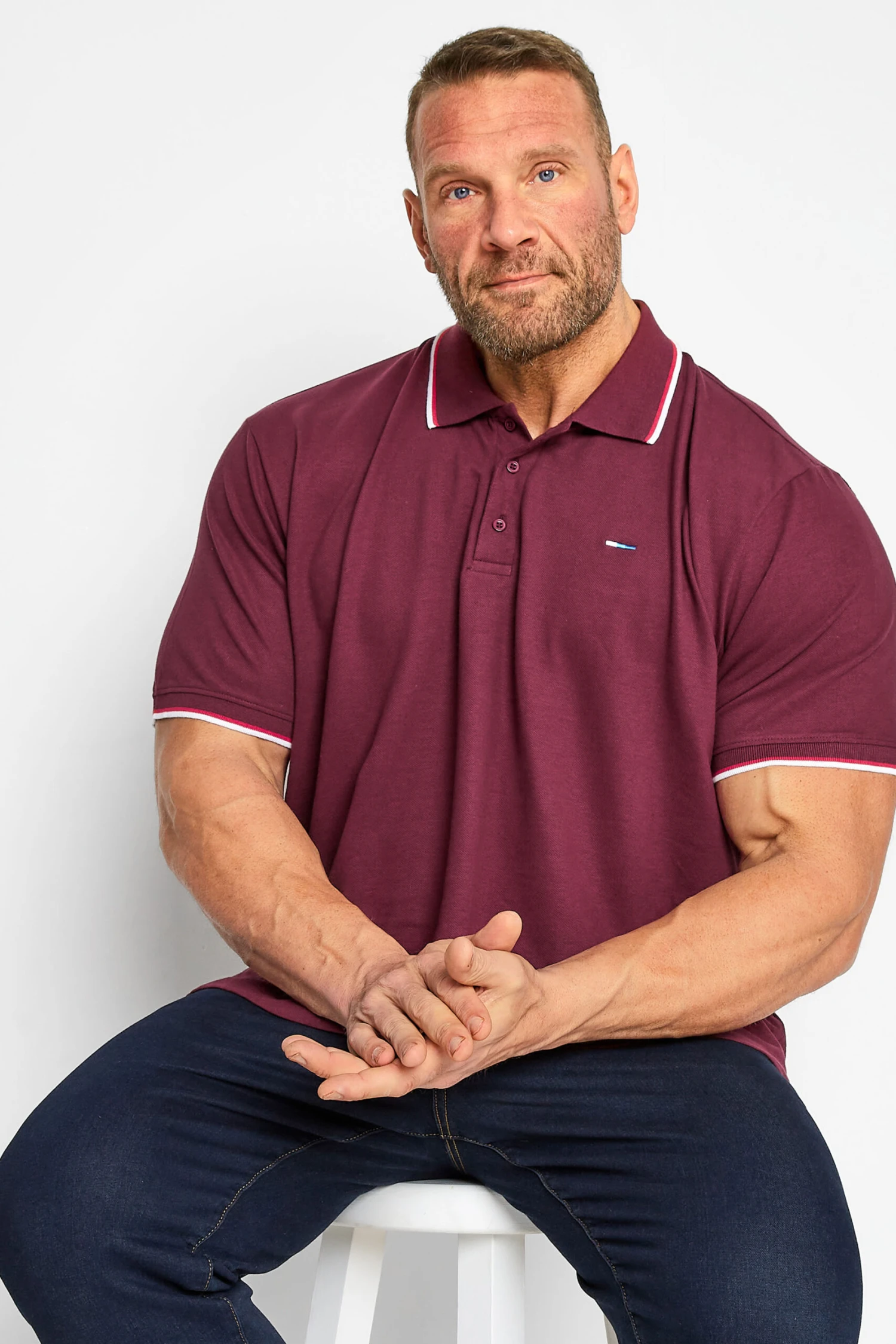 BadRhino Big & Tall Windsor Wine Red Tipped Red Polo Shirt 1 BadRhino Big & Tall Windsor Wine Red Tipped Red Polo Shirt