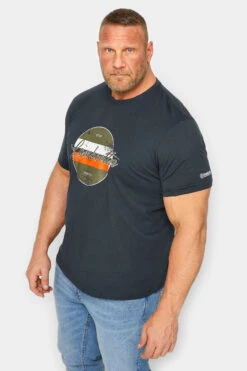 LAMBRETTA Big & Tall Navy Blue 'Lambretta' Slogan T-Shirt