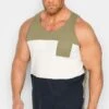 BadRhino Big & Tall Green & Navy Blue Stripe Vest Top