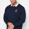JACK & JONES Big & Tall Navy Blue Long Sleeve Polo Shirt