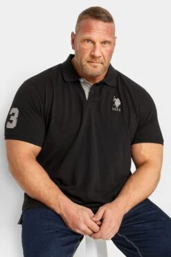 Urban Fitwear Sales 30 U.S. POLO ASSN. Big & Tall Black Player 3 Polo Shirt