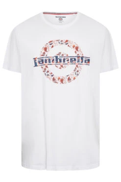 LAMBRETTA Big & Tall White 'Lambretta' Slogan T-Shirt -Urban Fitwear Sales eacbb9c9 0d5a 46 207814 X