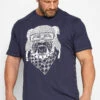 KAM Big & Tall Navy Blue Bulldog Print T-Shirt