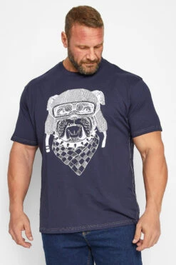 KAM Big & Tall Navy Blue Bulldog Print T-Shirt
