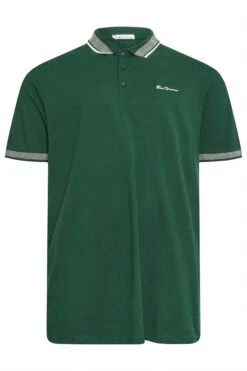 BEN SHERMAN Big & Tall Green Chevron Collar Polo Shirt