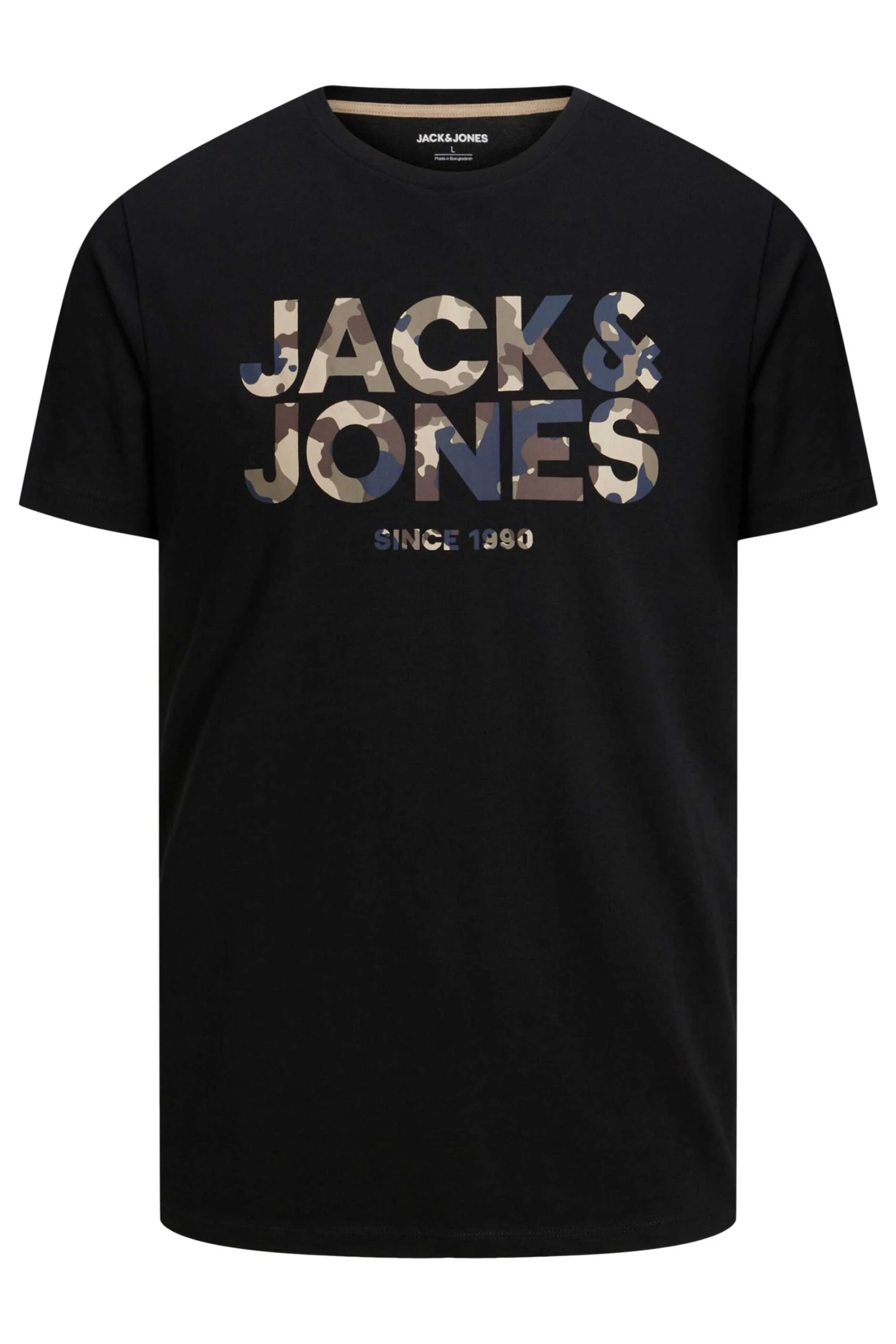 JACK & JONES Black Camo Logo Crew Neck T-Shirt 2 JACK & JONES Black Camo Logo Crew Neck T-Shirt - Image 2