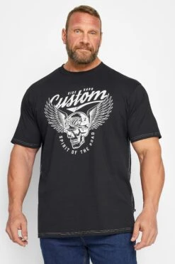 KAM Big & Tall Black Skull Print T-Shirt
