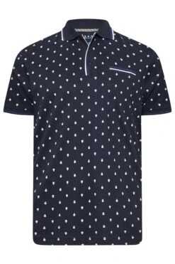 BadRhino Big & Tall Navy Blue Skull Print Polo Shirt -Urban Fitwear Sales f18cf08f 8492 4f 207337 X