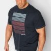 D555 Big & Tall Navy Blue Gradient Line Printed T-Shirt