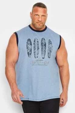 D555 Big & Tall Blue Surfboard Print Vest
