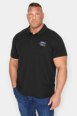 JACK & JONES Big & Tall Black Logo Polo Shirt