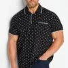 BadRhino Big & Tall Black Skull Print Polo Shirt