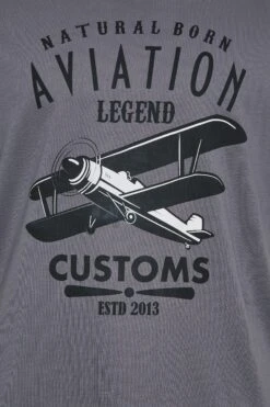 KAM Big & Tall 2 PACK Grey & Navy Blue Aviation Printed T-Shirts 5 KAM Big & Tall 2 PACK Grey & Navy Blue Aviation Printed T-Shirts -Urban Fitwear Sales fa0bfbc6 0963 46 207760 Z