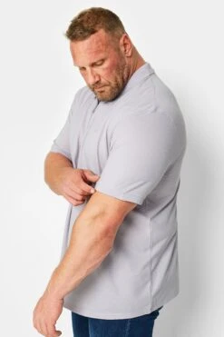 JACK & JONES PREMIUM Big & Tall Light Purple Zip Polo Shirt