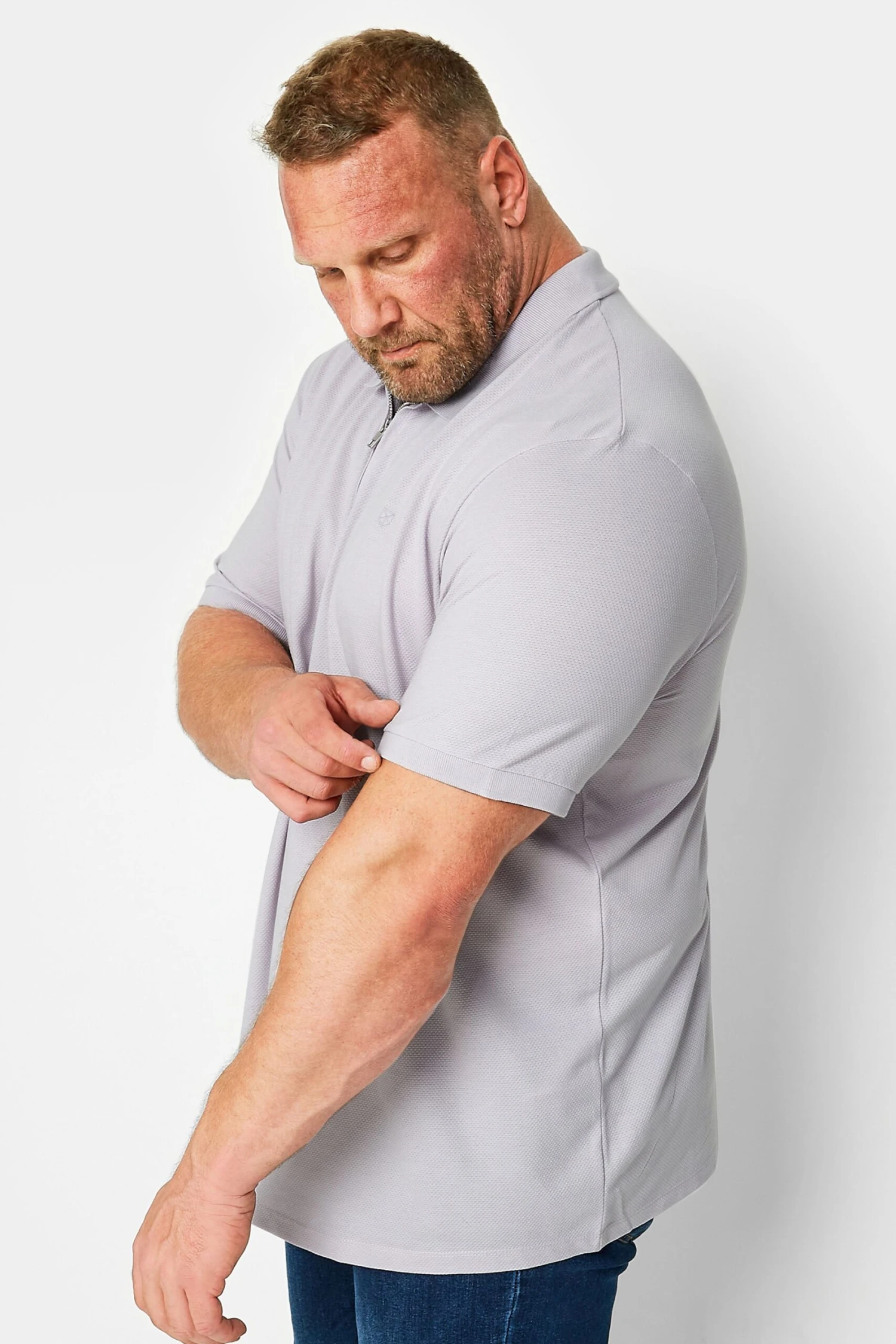 JACK & JONES PREMIUM Big & Tall Light Purple Zip Polo Shirt 1 JACK & JONES PREMIUM Big & Tall Light Purple Zip Polo Shirt