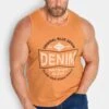 BLEND Big & Tall Orange Logo Print Vest